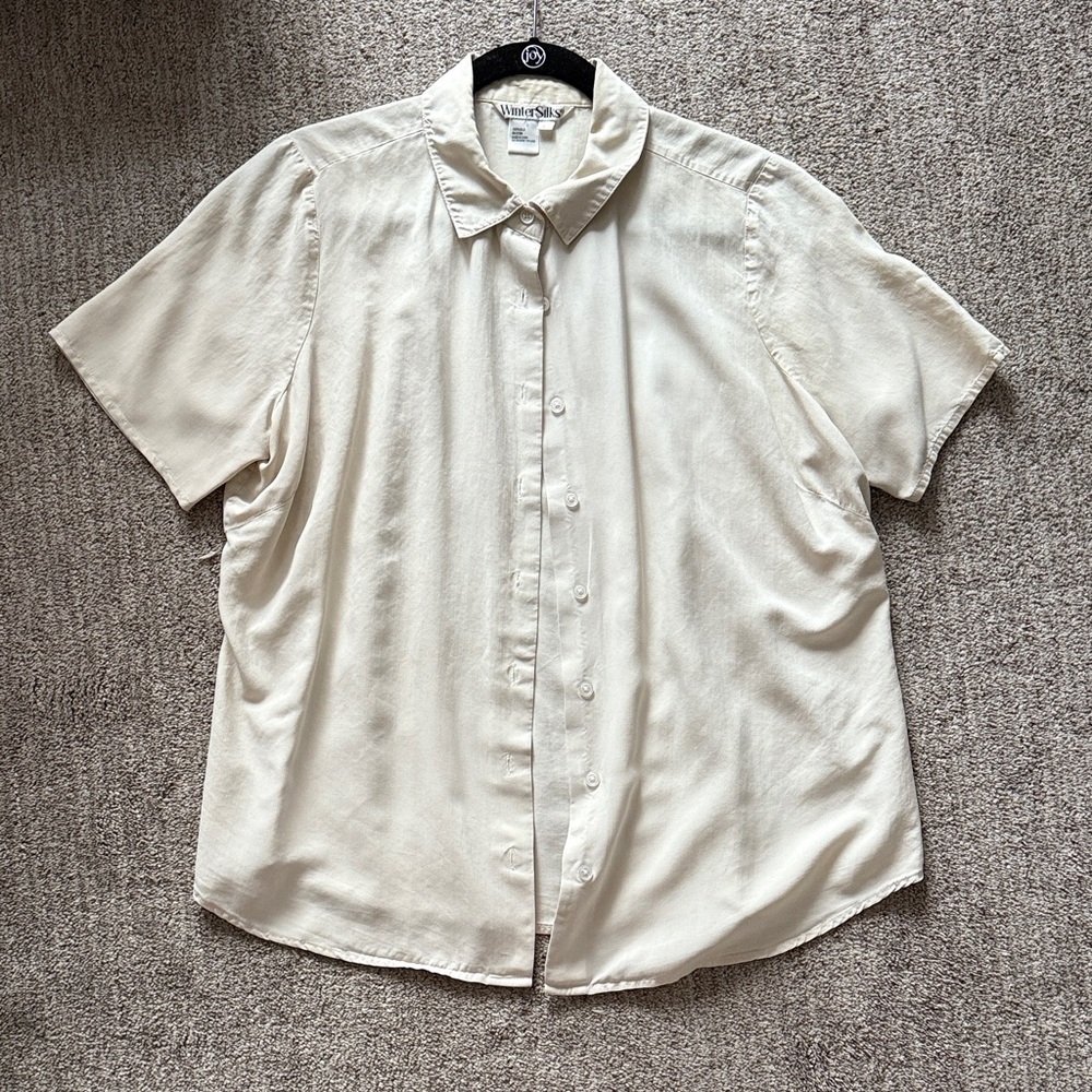 Vintage Silk Cream Button Down Shirt